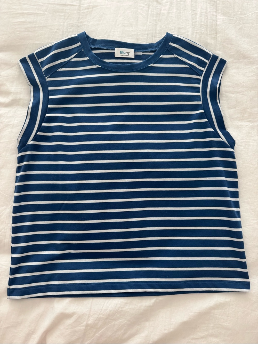 Bluivy Navy and White Striped Sleeveless Tank